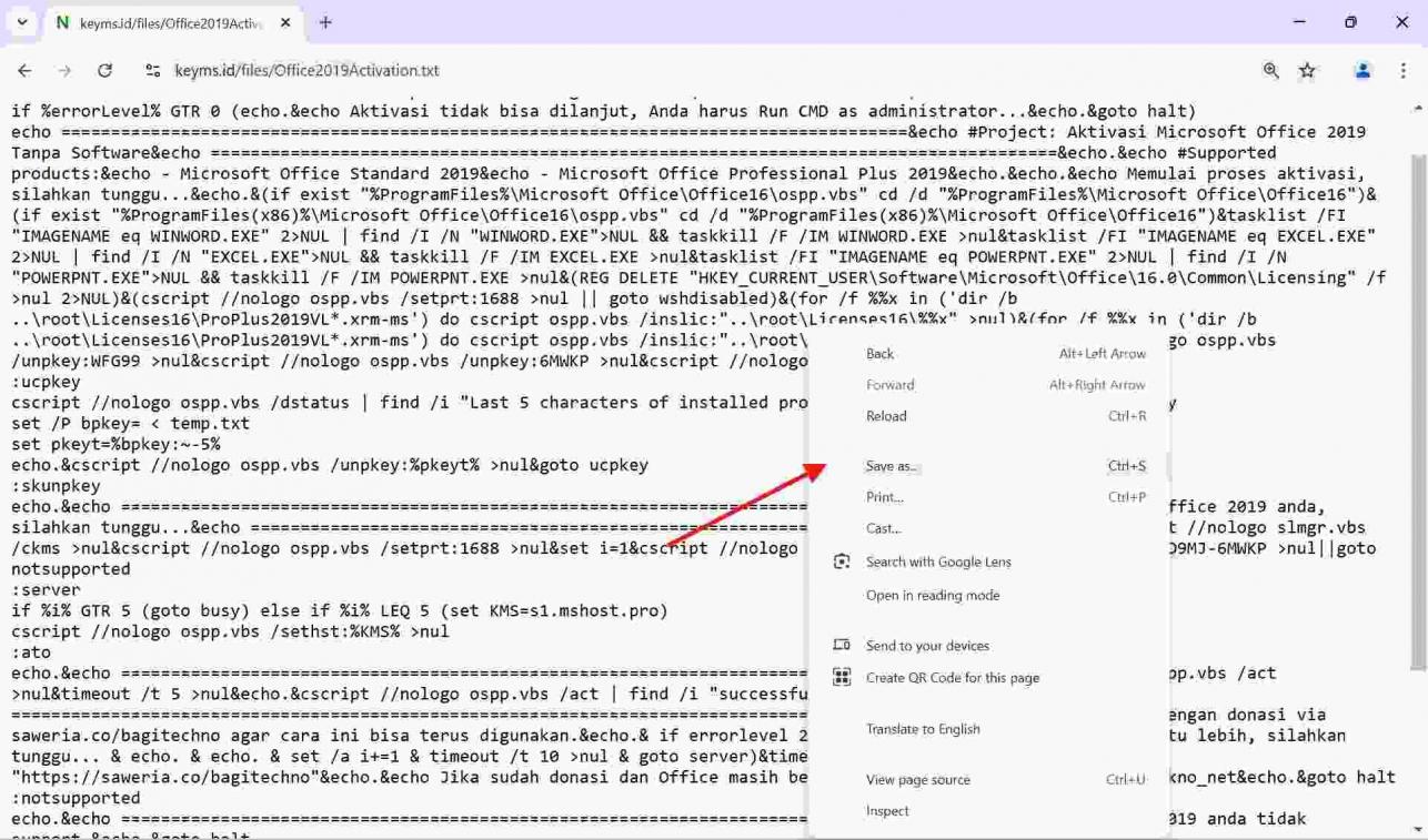 Tampilan halaman yang memuat file txt