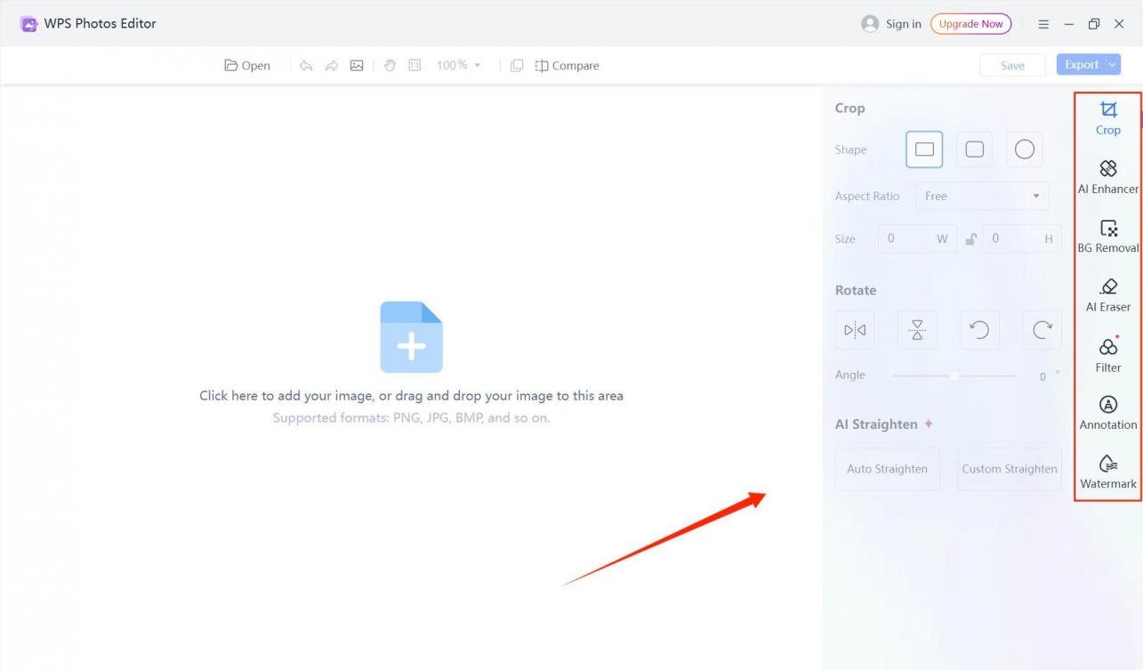 Tampilan WPS Photos Editor