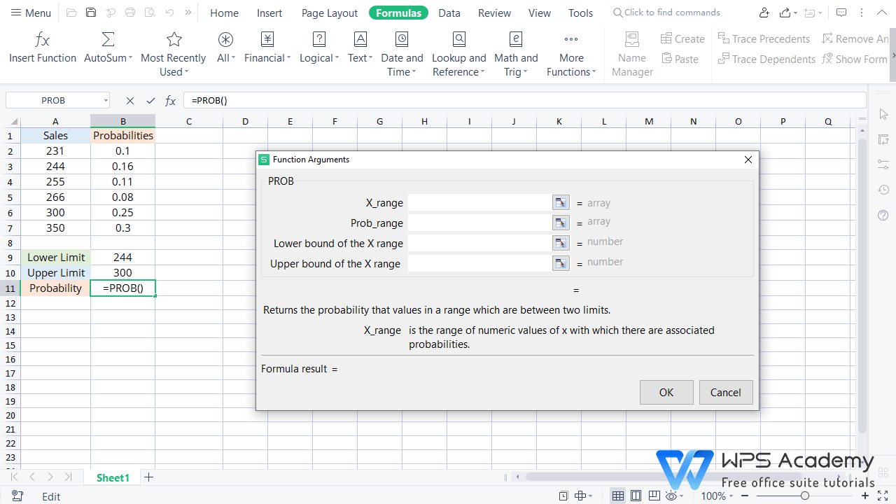 The PROB Function in Excel WPS Office Academy