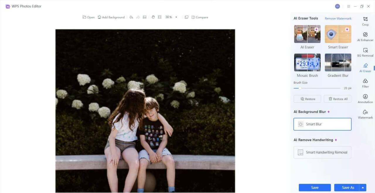 WPS Fotos AI-baggrundssløring