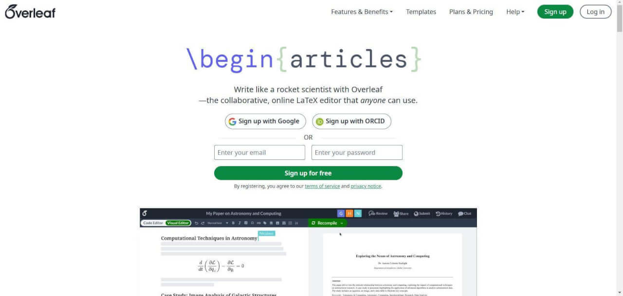 Overleaf kezdőlapja