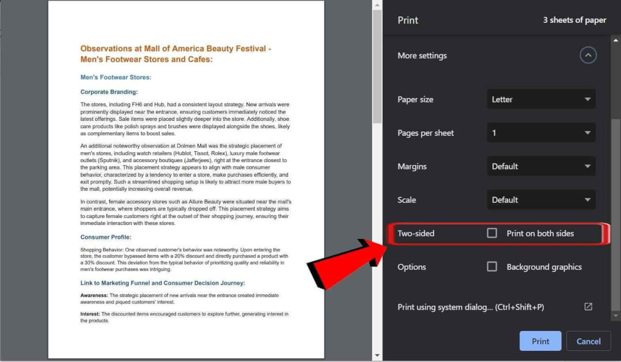 Google Docs Mac Print on both sides option
