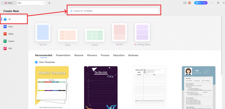 WPS Office template store