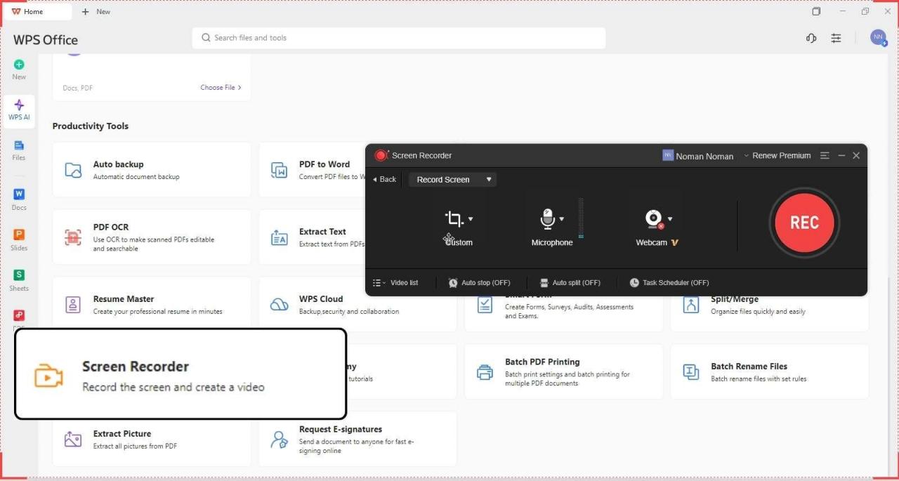 WPS Office Screen Recorder