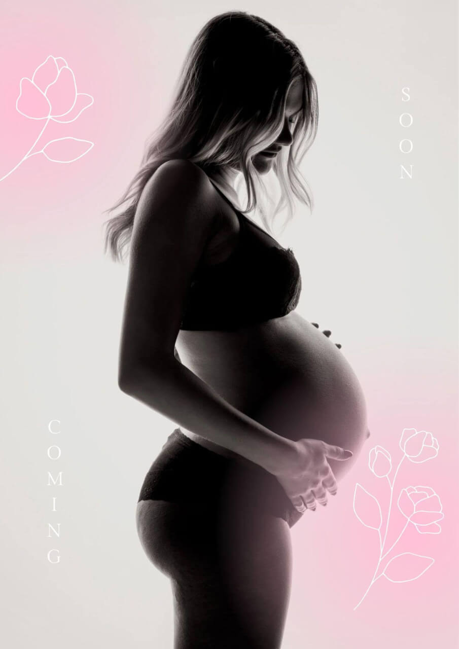 Pink and Grey Pregnant Personal Mother's Day Photo Poster Template