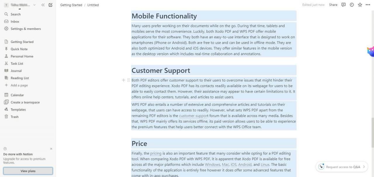 Interagindo com a interface do Notion AI