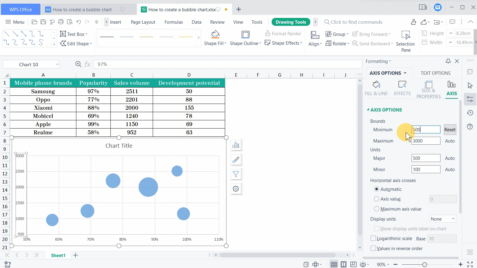 How to create a bubble chart | WPS Academy Free Office Courses