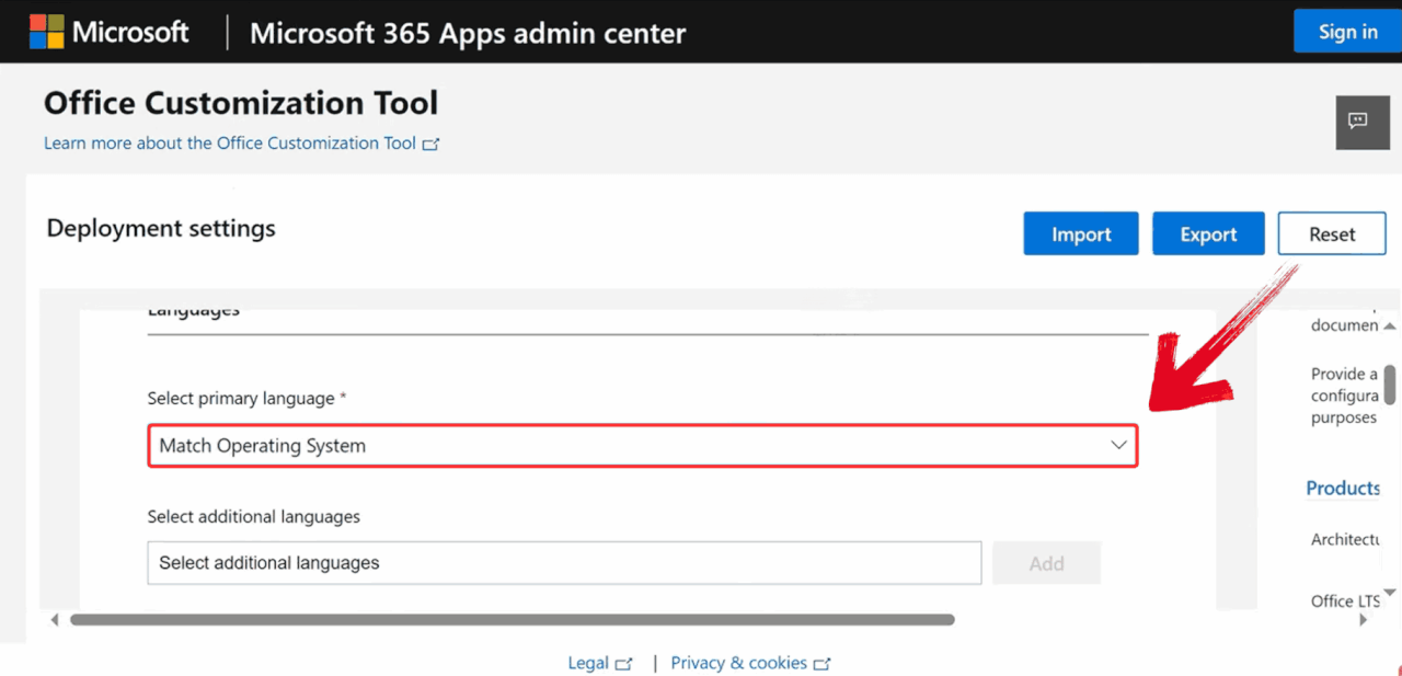 Select Primary Language
