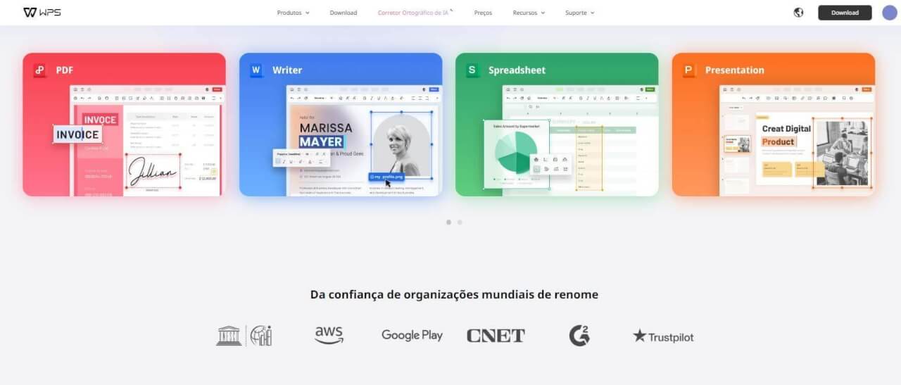 WPS Docs, Sheets e Slides