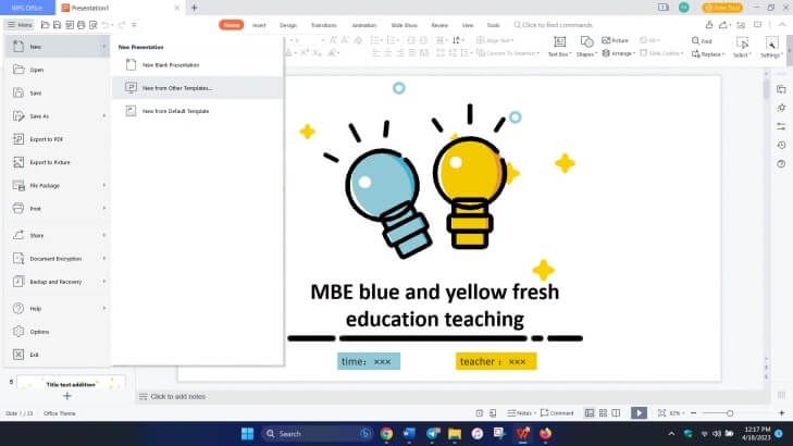 New from other templates
