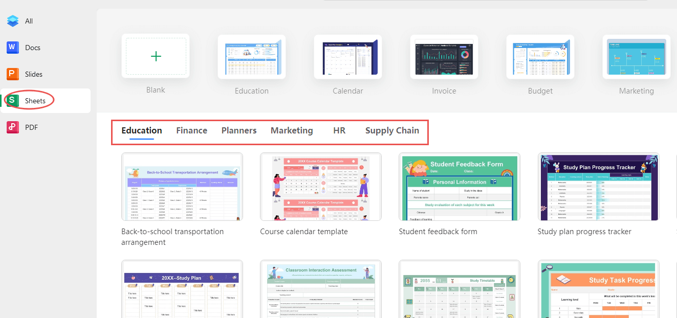 WPS Office: Spreadsheet Templates