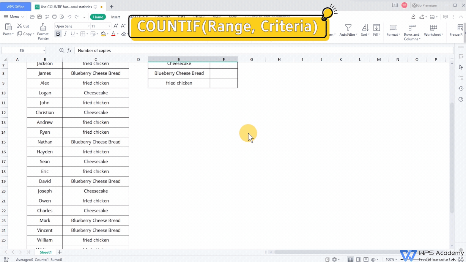 Use COUNTIF function for conditional statistics | WPS Office Academy
