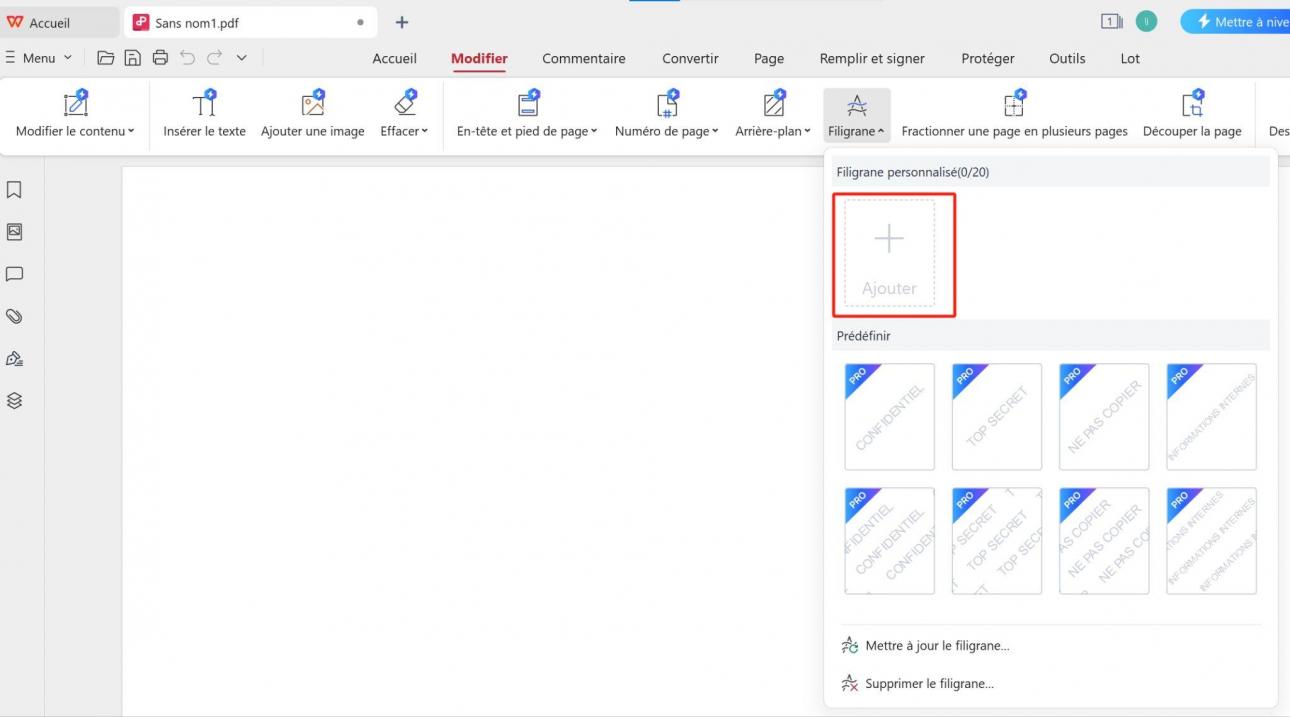ajouter un filigrane personnalisé