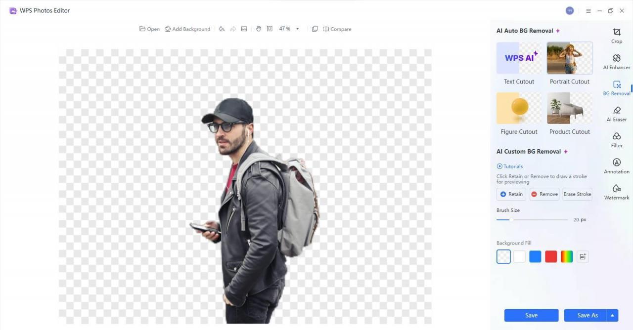 Odstránenie pozadia fotografií WPS