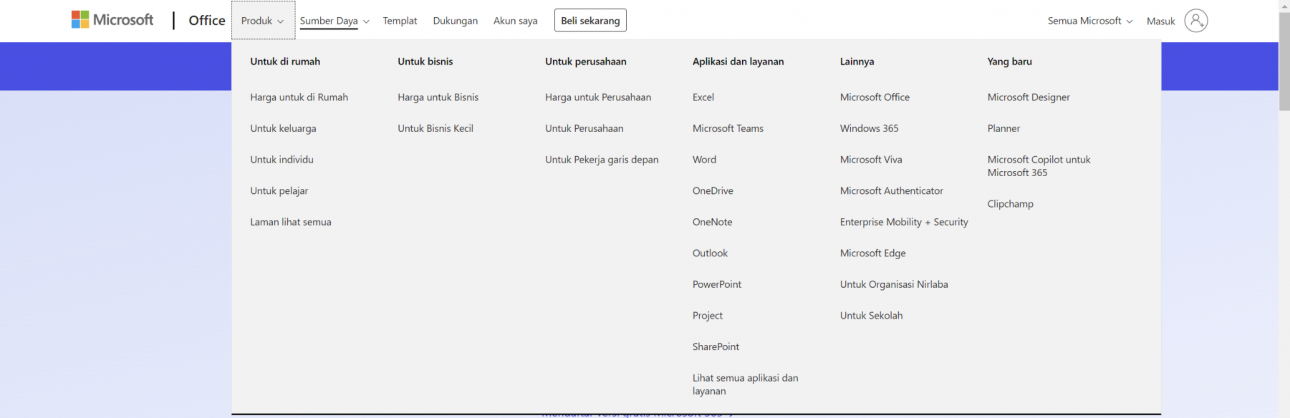 Produk yang tersedia di toko Microsoft ditampilkan di situs web Microsoft