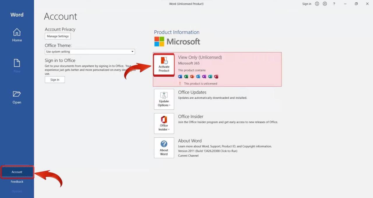  تفعيل منتج Microsoft Office 2016