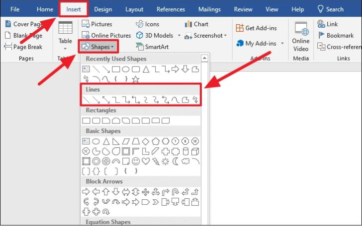 Insertar linea horizontal word