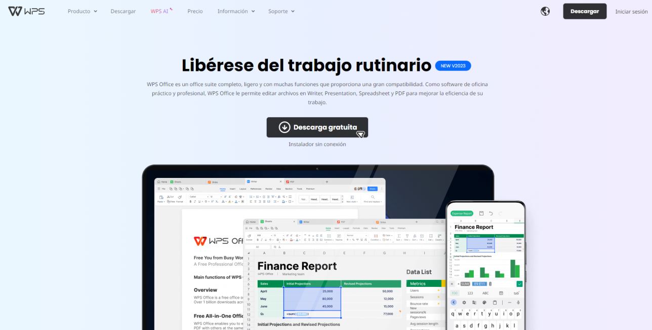 Un prólogo de un sitio web que demuestra características y herramientas