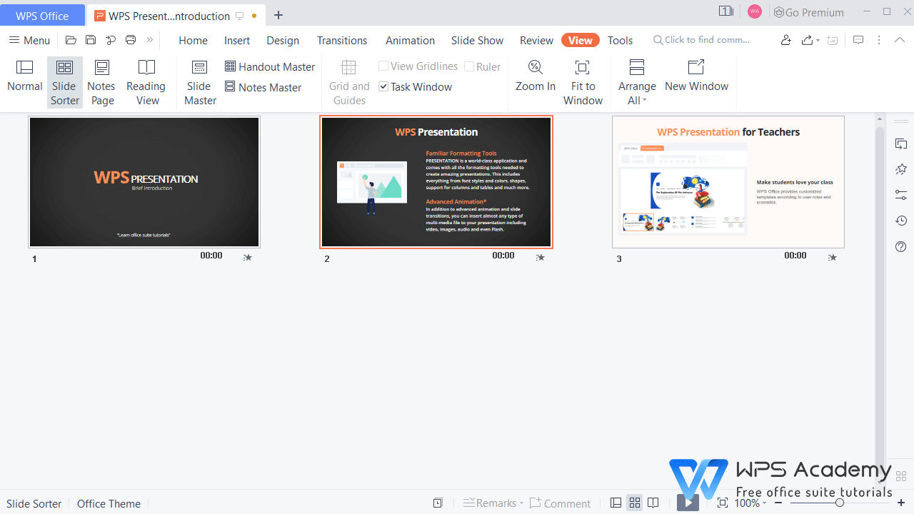 How to open Slide Sorter View in PowerPoint WPS Office Academy