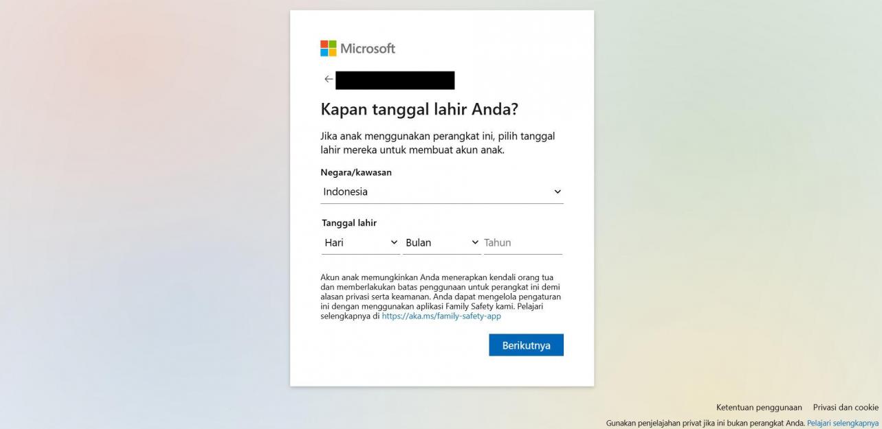 Masukkan tanggal lahir Anda