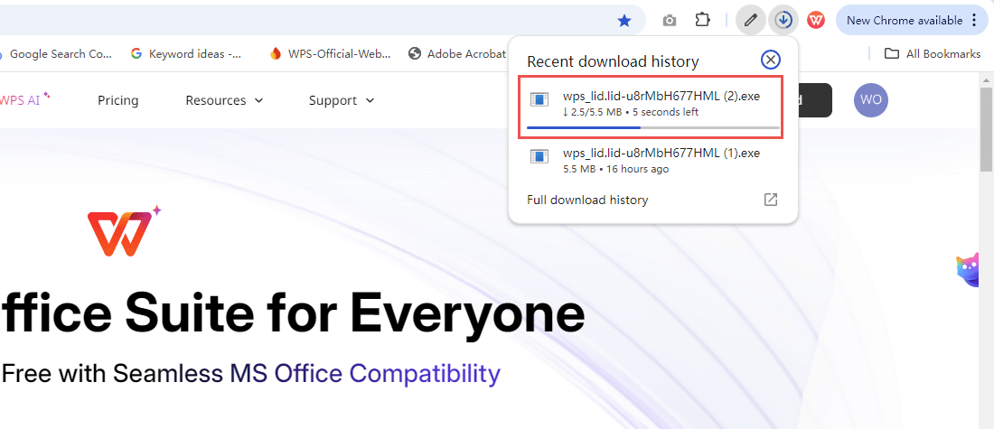 WPS Office download process