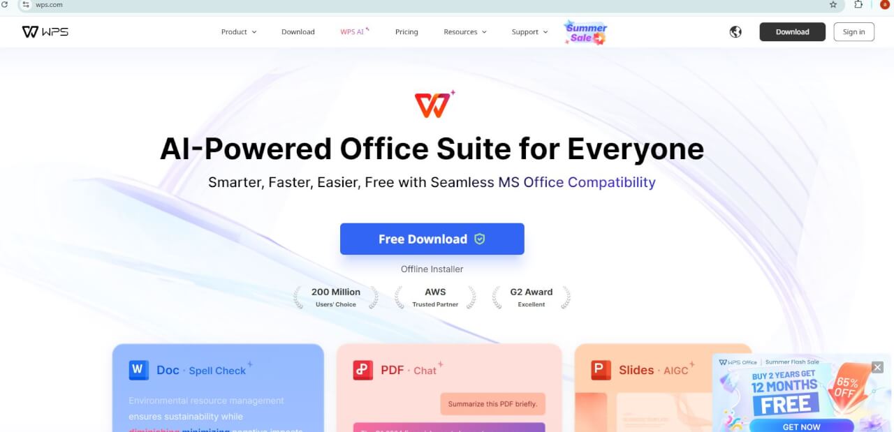 Image of WPS Office Home page skin