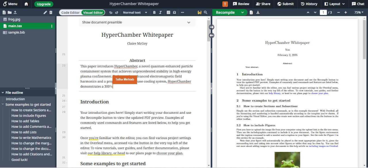 Colaborarea în timp real din Overleaf