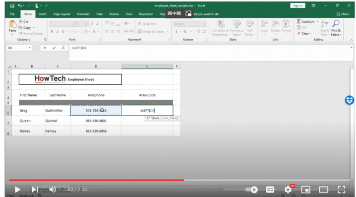 Anwenden der Left-Formel