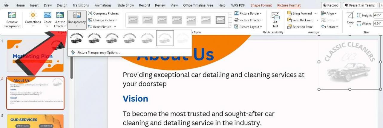 Excel Transparency option