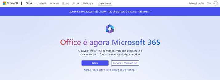 Janela de login do Microsoft Office 365