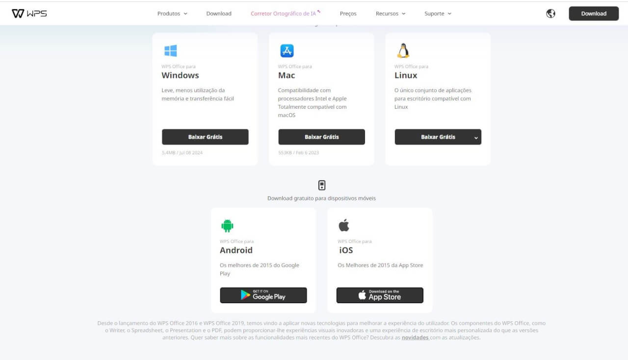 compatibilidade do WPS Office