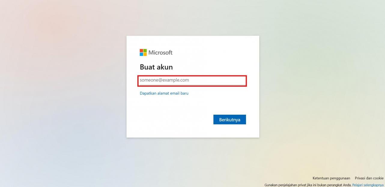 Halaman pendaftaran akun Microsoft Office 365