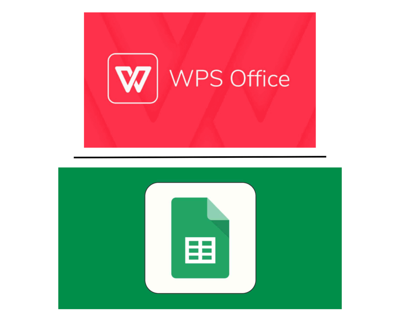 Logotipo do WPS Office e Google Planilhas