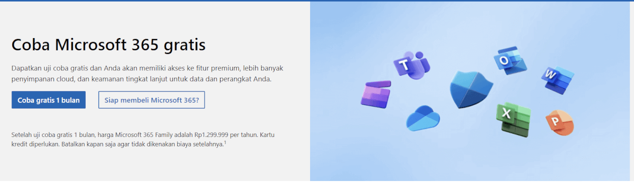 uji coba gratis satu bulan Microsoft 365