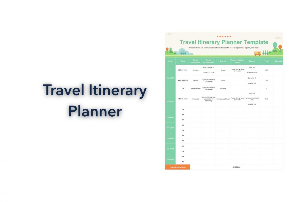 Travel Itinerary Planner Template [Excel]Travel Itinerary Planner Template [Excel]