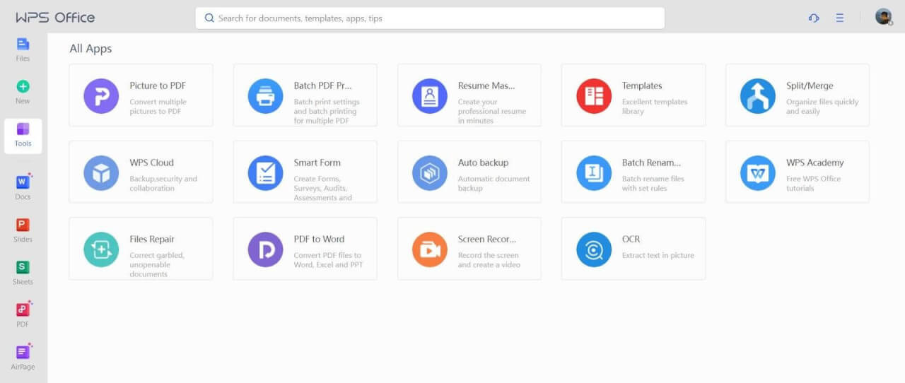 أدوات قوية في WPS Office