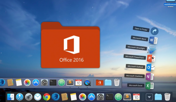 Ícones do Microsoft Office na barra de navegação do Mac