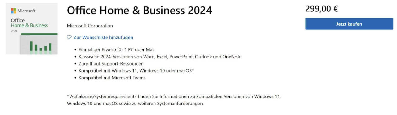 Office Home & Business 2024 Kaufseite