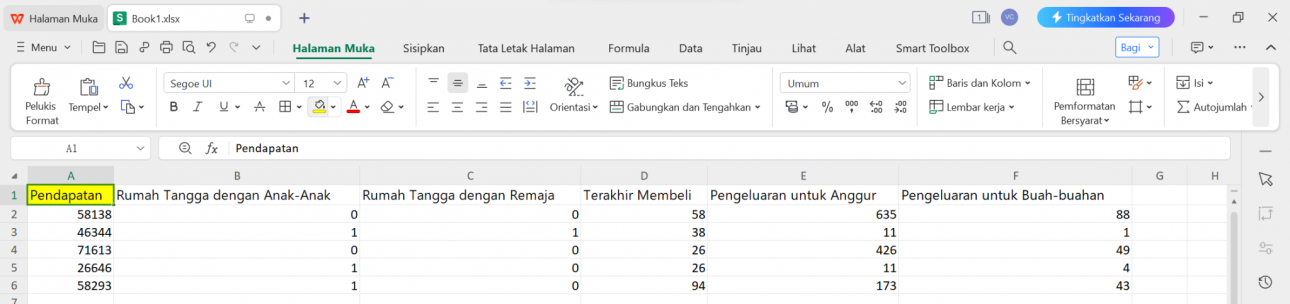 Pengisian Warna WPS Spreadsheet