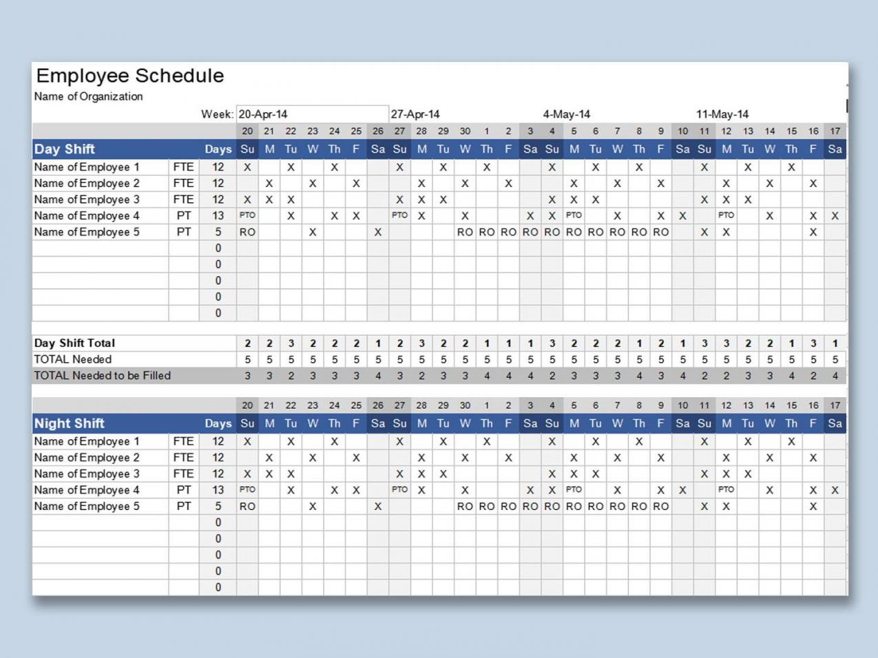 popular printable employee schedule template