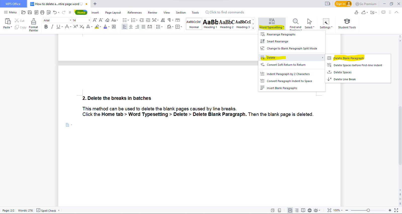 How to delete an extra page in word | WPS Office Academy
