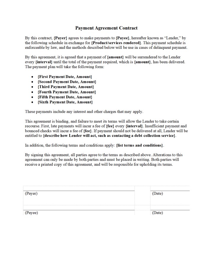 Payment Agreement Contract