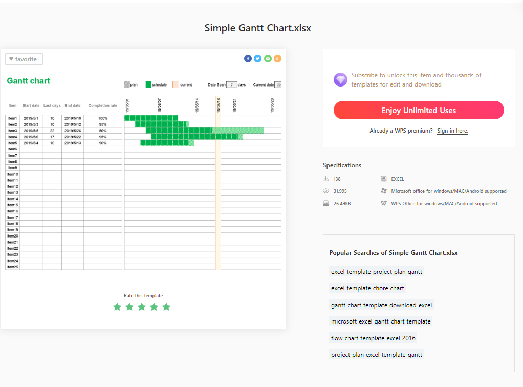 Gant Chart Template Excel