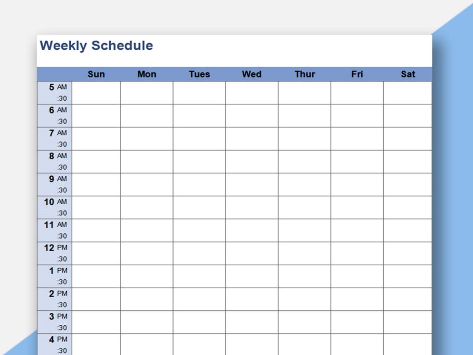 Excel Template Weekly Calendar