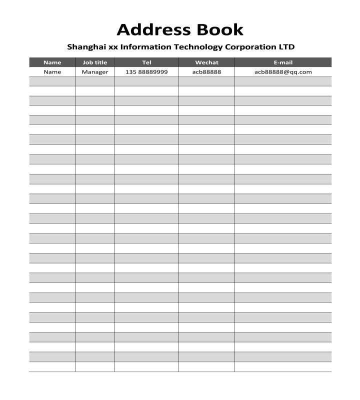 Phone Book Excel Template Phone Book Excel Template