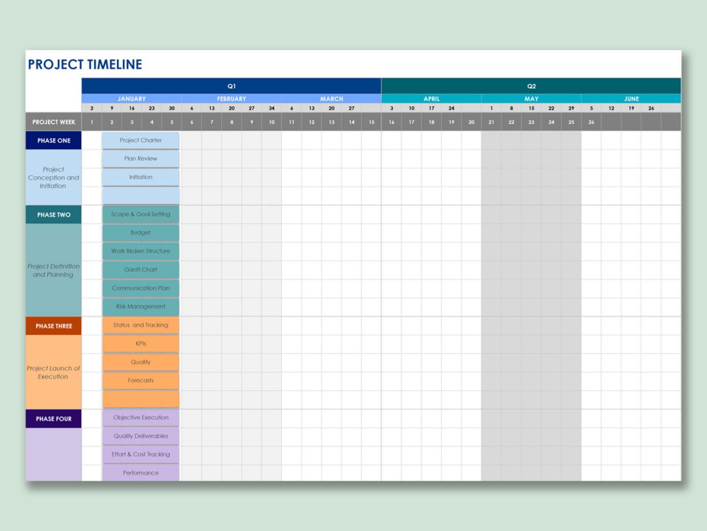 project plan calendar template excel