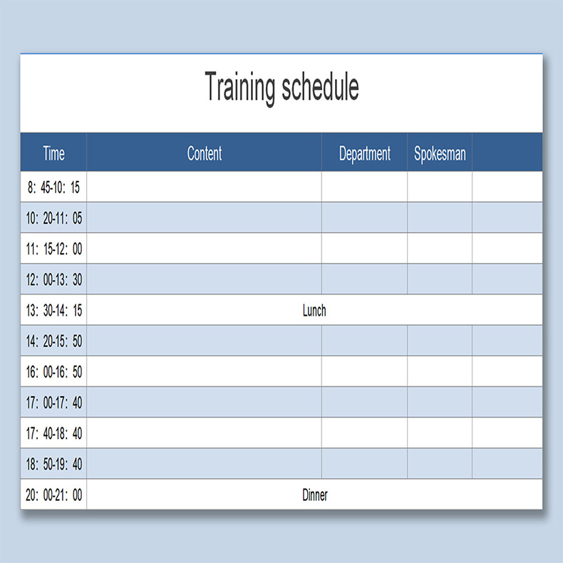 Training Template Excel