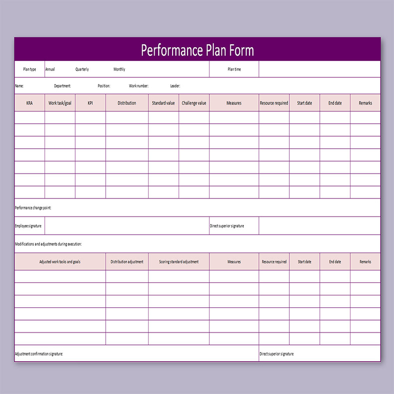 Planning Excel Template
