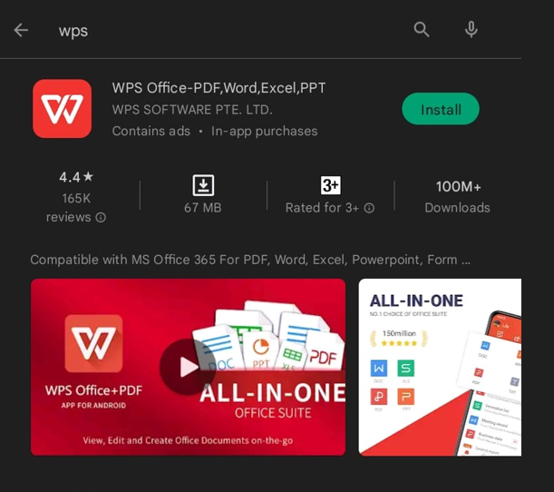 Download WPS Office from Google Play Store on Android Download WPS Office from Google Play Store on Android