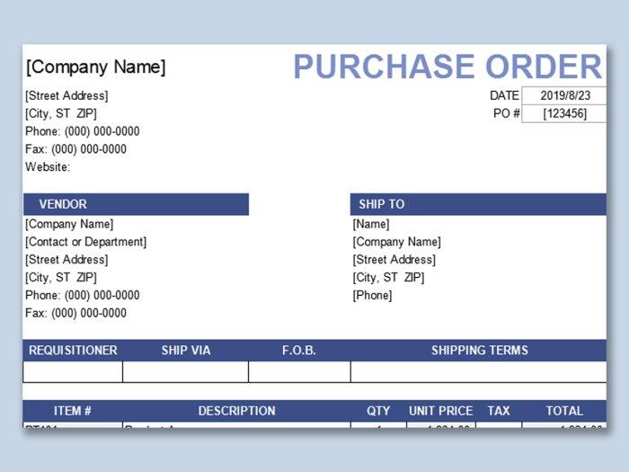 Purchase Order Template Office